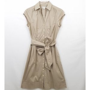 Banana Republic Khaki Shirt Dress Tie Belt Size 4